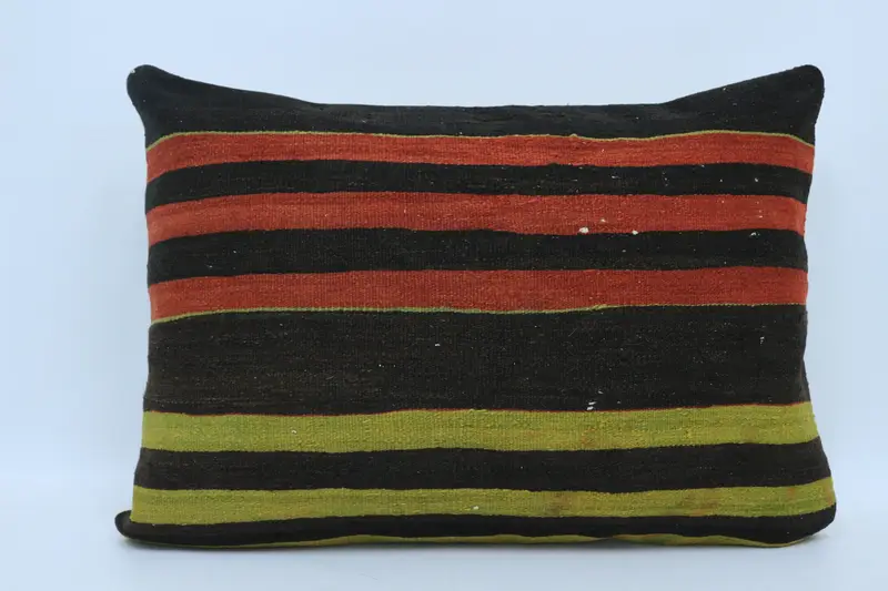 Etnik Kilim Halı Yastığı, Zemin Yastığı, Morroccon Kilim Yastık Yastığı, Yastık Sham, Atma Kilim Yastığı, 20x28 Kahverengi Yastık, Antika Yastık - 1