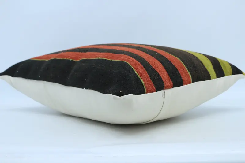 Etnik Kilim Halı Yastığı, Zemin Yastığı, Morroccon Kilim Yastık Yastığı, Yastık Sham, Atma Kilim Yastığı, 20x28 Kahverengi Yastık, Antika Yastık - 6