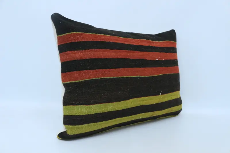Etnik Kilim Halı Yastığı, Zemin Yastığı, Morroccon Kilim Yastık Yastığı, Yastık Sham, Atma Kilim Yastığı, 20x28 Kahverengi Yastık, Antika Yastık - 3