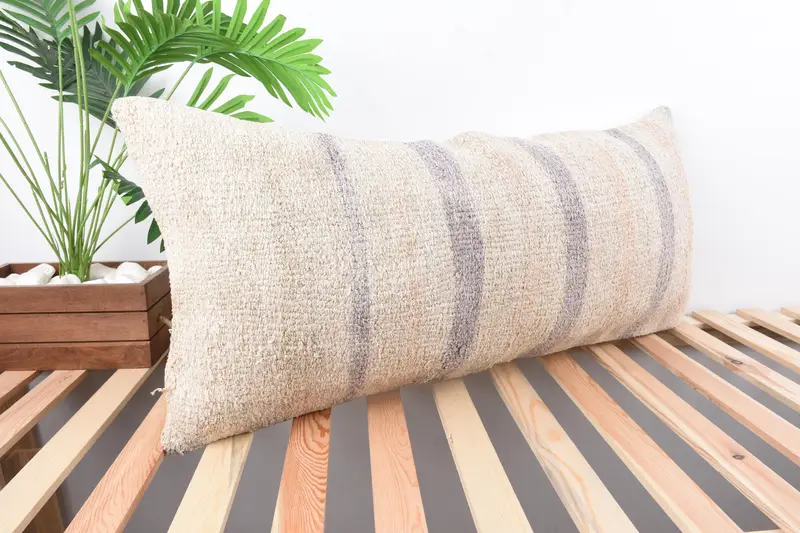 16x36 White Pillow, Kilim Pillow, Turkish Kilim Pillow, Pillow for Sofa, Sofa Bolster Cushion, Pillow Sham, Couch Pillow Sham - 4
