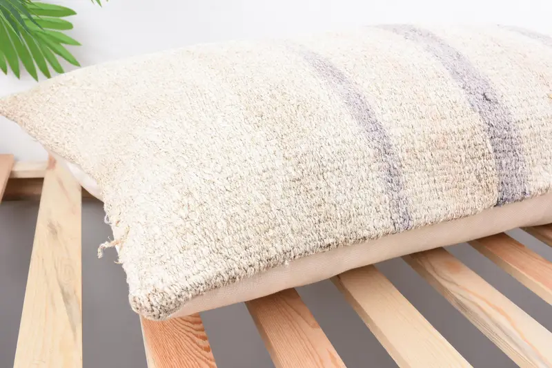 16x36 White Pillow, Kilim Pillow, Turkish Kilim Pillow, Pillow for Sofa, Sofa Bolster Cushion, Pillow Sham, Couch Pillow Sham - 6
