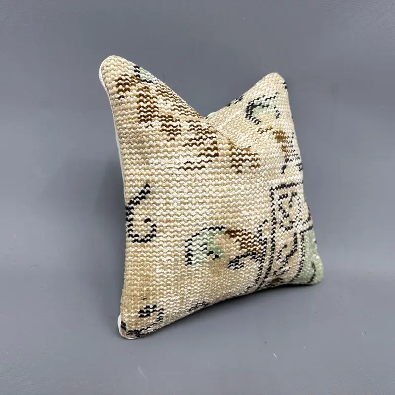 Cushion, Lounge Throw Pillow, Kilim Cushion Sham, Vintage Kilim Pillow, 12x12 Beige Cushion Case, Oriental Pillow Sham, Turkish Pillow - 2