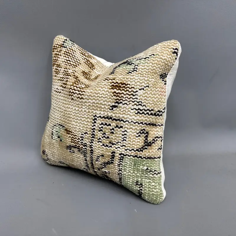 Cushion, Lounge Throw Pillow, Kilim Cushion Sham, Vintage Kilim Pillow, 12x12 Beige Cushion Case, Oriental Pillow Sham, Turkish Pillow - 3