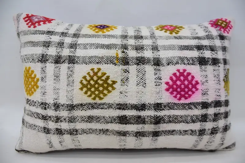 Tribal Cushion, Vintage Pillow, 16x24 White Pillow Cover, Kilim Pillow Cover, Home Decor Pillow, Cushion Cover, Nautical Throw Pillow Case - 1