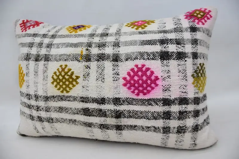 Tribal Cushion, Vintage Pillow, 16x24 White Pillow Cover, Kilim Pillow Cover, Home Decor Pillow, Cushion Cover, Nautical Throw Pillow Case - 3