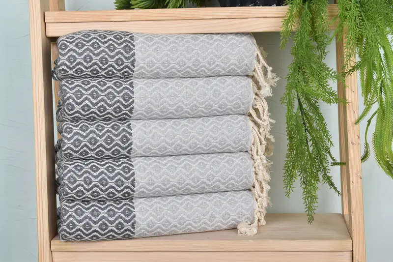 Diamond Towel Custom Beach Towel, Light Gray-Dark Gray, 40x71 Inches