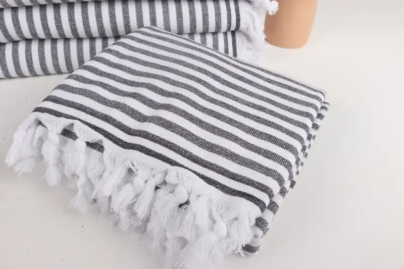 Gift Towel, Large Beach Towel Personalized, Custom Wedding Gift, Embroidered Towel, Personalized Turkish Towel, 70x36 Cotton Terry Striped Towel - 5