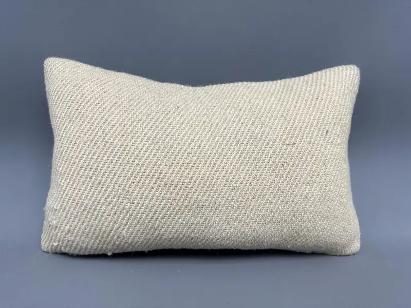 Turkish Kilim Pillow, 12x20 Beige Pillow Cover, Pillow for Couch, Cushion Cover, Kilim Pillow Cover, Outdoor Bolster Cushion Cover - 4