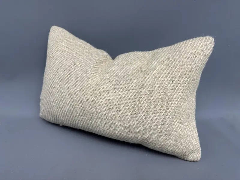 Turkish Kilim Pillow, 12x20 Beige Pillow Cover, Pillow for Couch, Cushion Cover, Kilim Pillow Cover, Outdoor Bolster Cushion Cover - 3