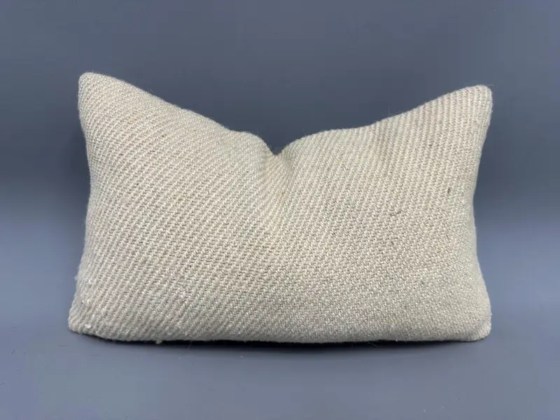 Turkish Kilim Pillow, 12x20 Beige Pillow Cover, Pillow for Couch, Cushion Cover, Kilim Pillow Cover, Outdoor Bolster Cushion Cover - 1