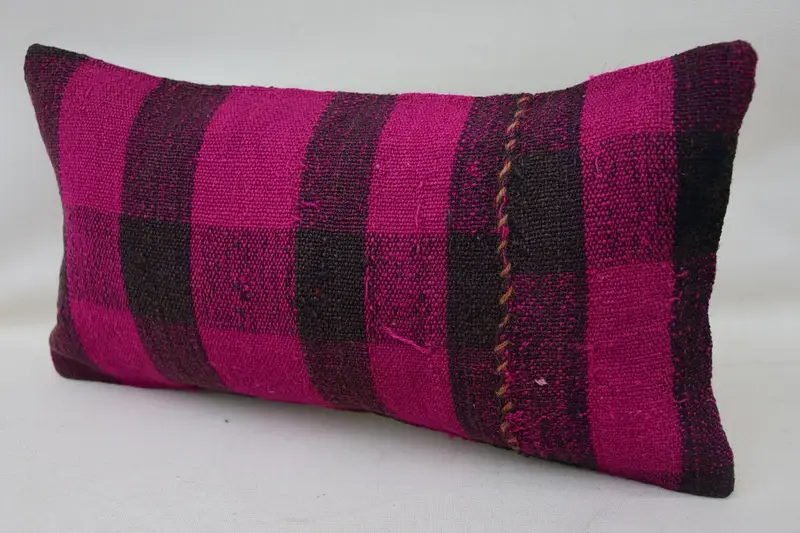 8x16 Pink Pillow, Ikat Pillow, Pillow Cover, Ottoman Cushion Cover, Boho Pillow, Cozy Throw Cushion Cover, Kilim Pillow, Pillow for Sofa - 3