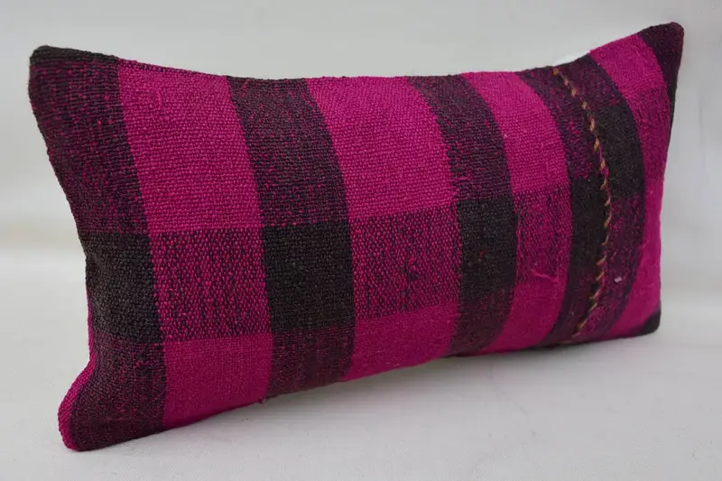 8x16 Pink Pillow, Ikat Pillow, Pillow Cover, Ottoman Cushion Cover, Boho Pillow, Cozy Throw Cushion Cover, Kilim Pillow, Pillow for Sofa - 2