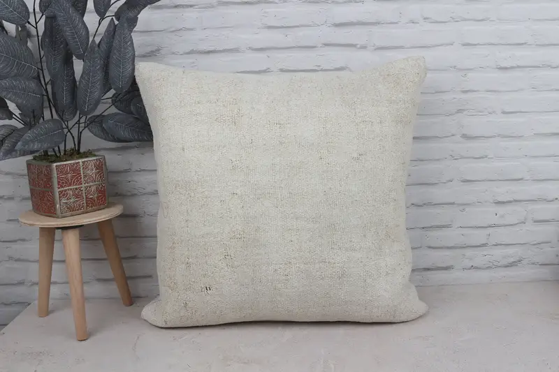Cushion Cover, Rustic Pillow Case, Gift Pillow, Boho Pillow Sham Cover, 24x24 White Cushion Cover, Bed Cushion Cover, Pillow for Sofa - 1