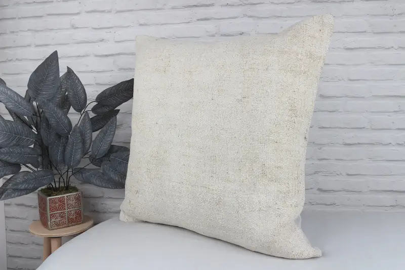 Cushion Cover, Rustic Pillow Case, Gift Pillow, Boho Pillow Sham Cover, 24x24 White Cushion Cover, Bed Cushion Cover, Pillow for Sofa - 4
