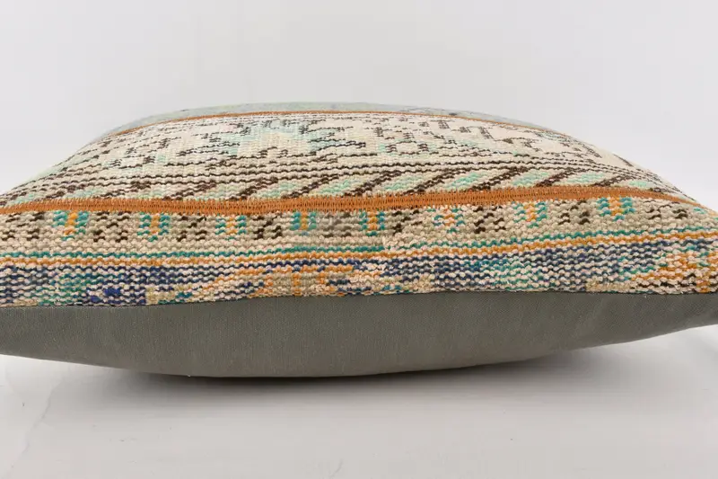 Kilim Pillow Cover, 20x28 Green Cushion, Vintage Kilim Throw Pillow, Gift Pillow, Pillow Sham, Designer Throw Pillow Sham, Bolster Throw Pillow - 5