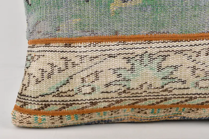 Kilim Pillow Cover, 20x28 Green Cushion, Vintage Kilim Throw Pillow, Gift Pillow, Pillow Sham, Designer Throw Pillow Sham, Bolster Throw Pillow - 2
