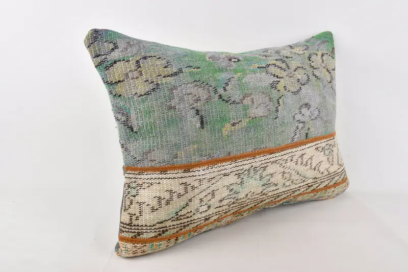 Kilim Pillow Cover, 20x28 Green Cushion, Vintage Kilim Throw Pillow, Gift Pillow, Pillow Sham, Designer Throw Pillow Sham, Bolster Throw Pillow - 3