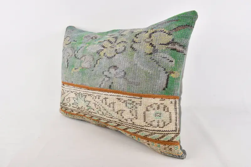 Kilim Pillow Cover, 20x28 Green Cushion, Vintage Kilim Throw Pillow, Gift Pillow, Pillow Sham, Designer Throw Pillow Sham, Bolster Throw Pillow - 4