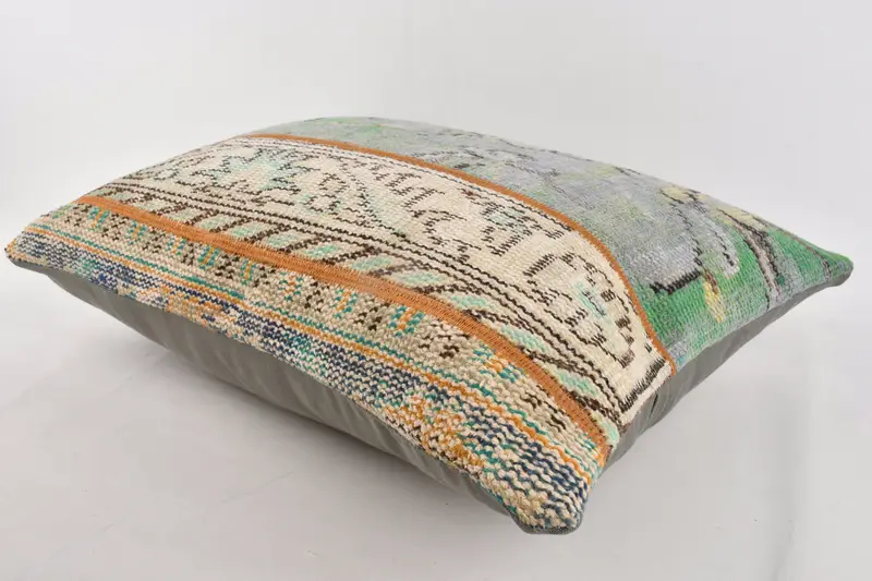 Kilim Pillow Cover, 20x28 Green Cushion, Vintage Kilim Throw Pillow, Gift Pillow, Pillow Sham, Designer Throw Pillow Sham, Bolster Throw Pillow - 6