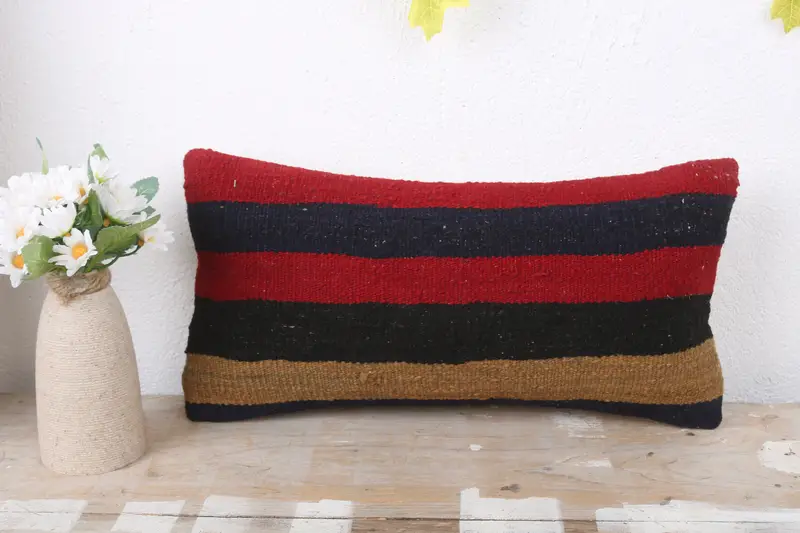 Gift Pillow, Vintage Kilim Pillow, Retro Cushion Case, Antique Pillows, Decorative Bolster Pillow Cover, 8x16 Blue Cushion Case, Pillow Sham - 2