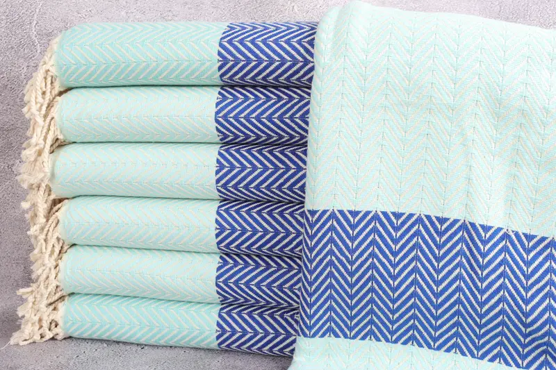 Organic Towel Personalized Chevron Peshtemal, Beige, 40x71 Inches