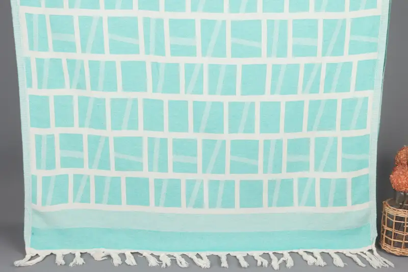 Monogrammed Beach Towel Benetton Green Patterned 34x69 Inches