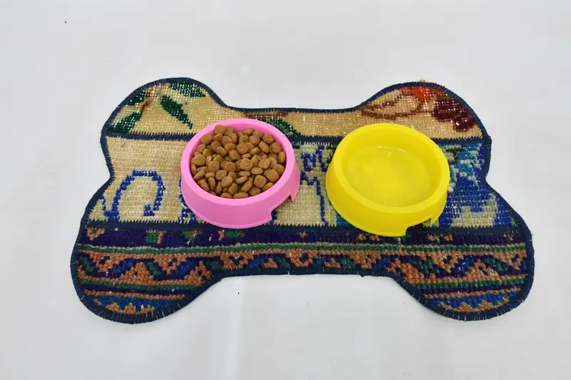 Köpük Dolgulu Orta Mavi ve Sarı Pamuklu Evcil Hayvan Matı, Dayanıklı Evcil Hayvan Yastığı