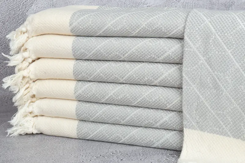 Organic Kitchen Towel, Custom Embroidered Hand Towel, Light Gray, 18x36 Inches