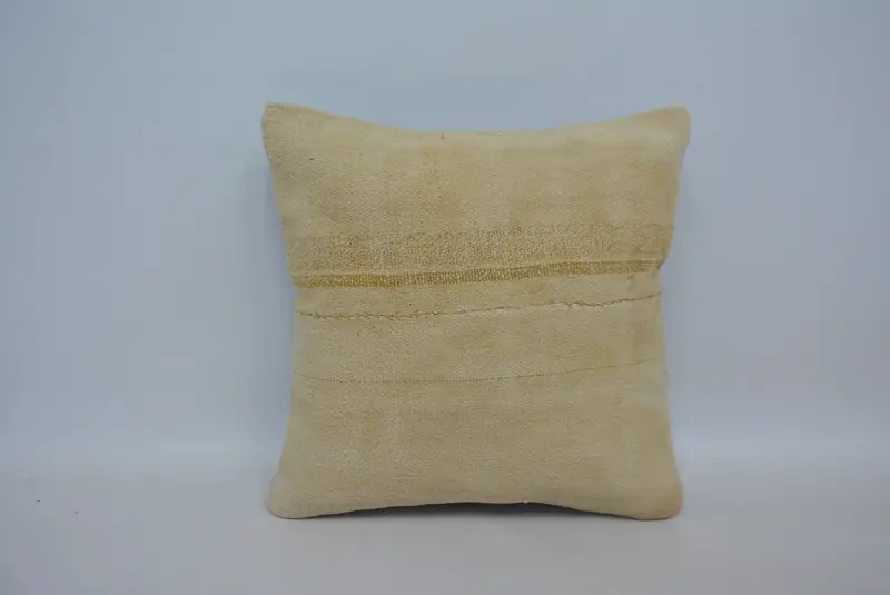 Boho Pillow, Turkish Pillow, Sofa Bolster Pillow, 16x16 Beige Cushion, Boho Pillow Sham Cover, Cushion Cover, Yoga Cushion Cover - 1