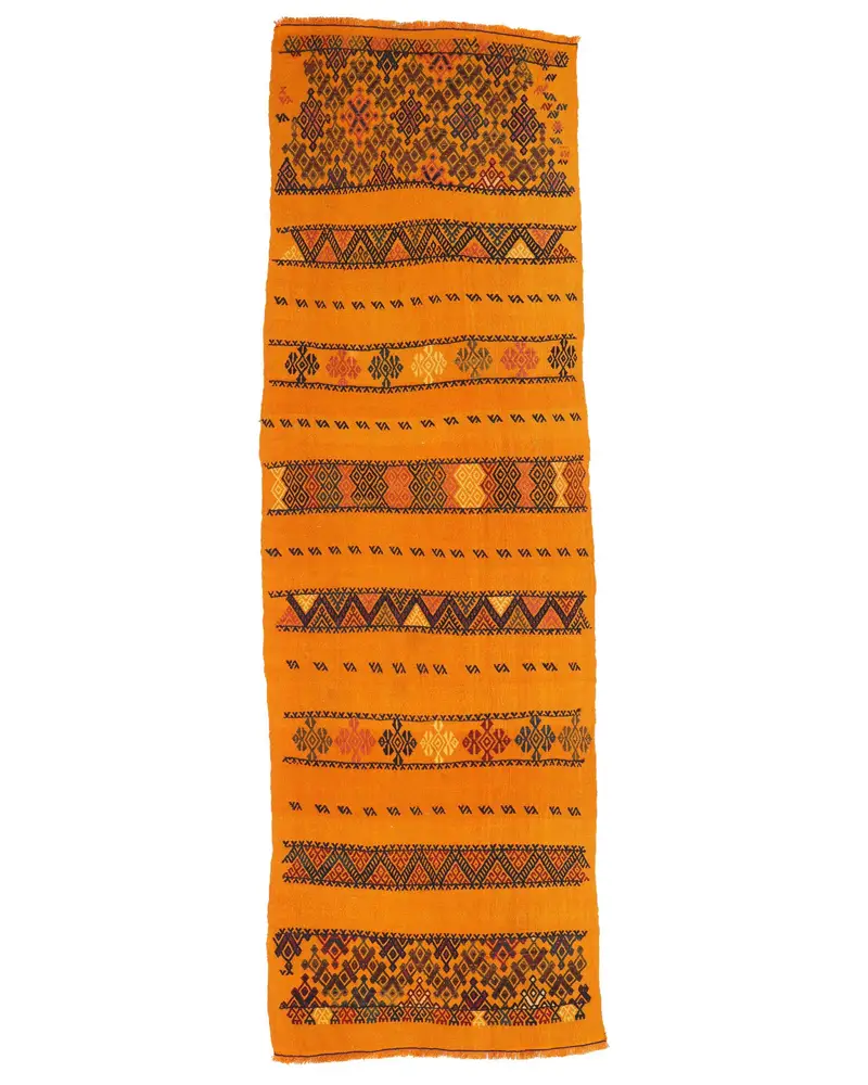 Turuncu, Mavi Kamuflaj Halı, 2,8x8,7 ft Şık Dekor