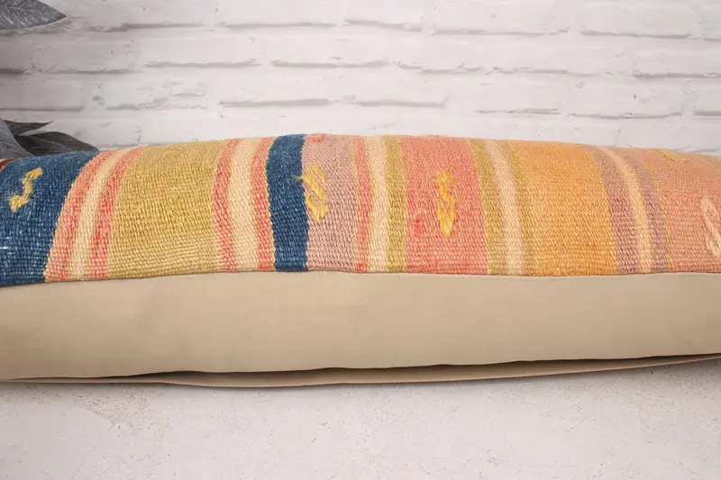Cushion Cover, Kilim Cushion Sham, Vintage Pillow, Customized Cushion Case, Hippie Throw Cushion Case, 12x36 Blue Cushion Case, Throw Kilim Pillow - 5