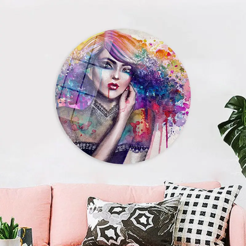 Vibrant Contemporary Canvas: Abstract Woman in Rainbow Hues