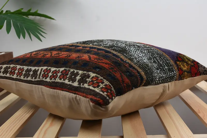 Turkish Pillow, 18x18 Blue Pillow Case, Floor Pillow Sham, Vintage Pillow, Throw Kilim Pillow, Pillow Cover, Sofa Bolster Pillow Case - 4