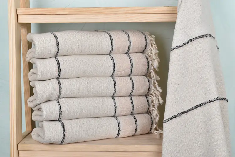 Hızlı kuru seyahat peshtemal havlu, monogram plaj havlusu, 70x36 keten çizgili havlu, ince havlu, gelin duş hediyeleri, Türk el havlu - 2