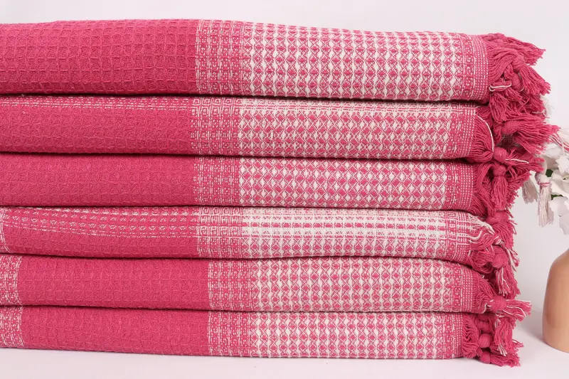 92x88 Cotton Striped Towel, Bridesmaid Gifts, Decorative Bedspread, Bridal Shower Gift, Turkish Tablecloth, Housewarming Gift, Throw Blanket for Bed - 3