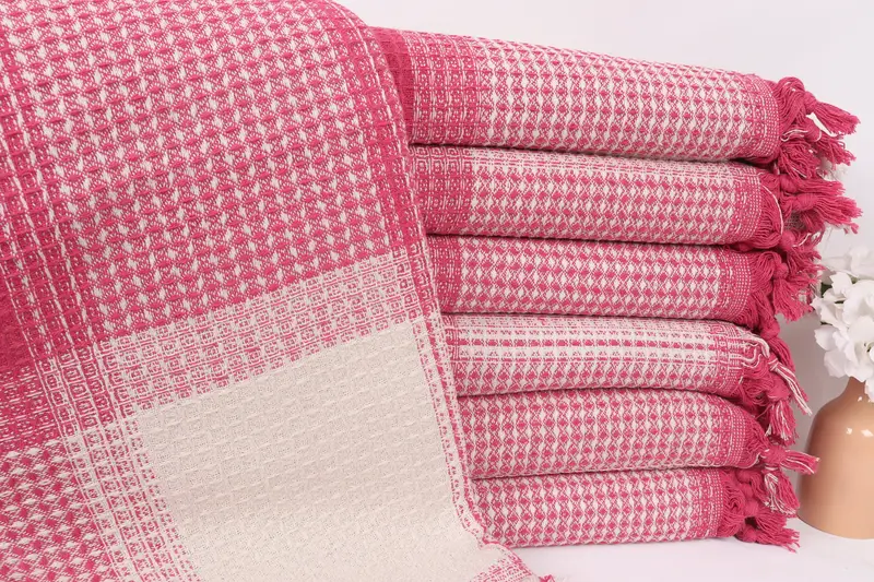 92x88 Cotton Striped Towel, Bridesmaid Gifts, Decorative Bedspread, Bridal Shower Gift, Turkish Tablecloth, Housewarming Gift, Throw Blanket for Bed - 1