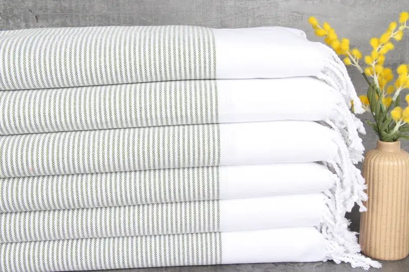 Handmade Gift, Wedding Gift, Bridesmaid Gifts, Custom Hand Towel, Gym Towel, Beach Wedding Favor, Christmas Hand Towel, 40x18 Cotton Striped Towel - 1