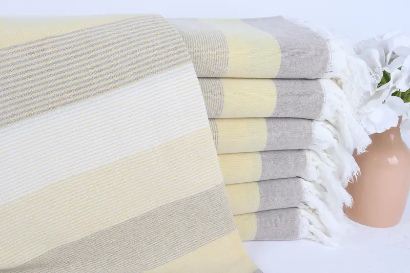 Bridesmaid Gift Turkish Cotton Towel Yellow-Gray, 40x67 Inches
