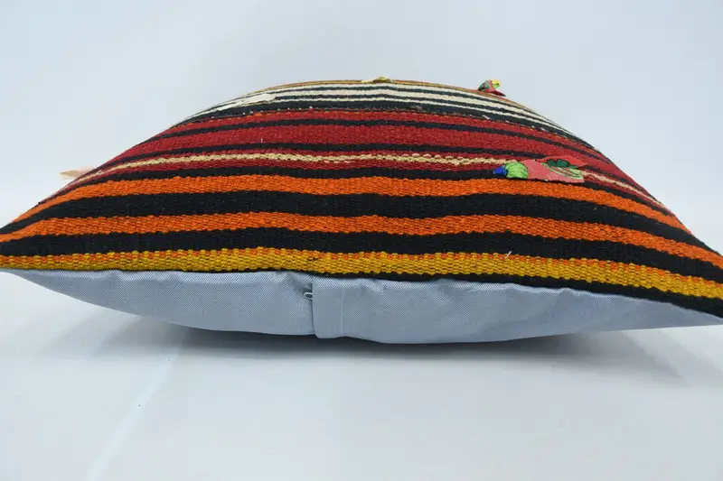 24x24 Orange Pillow, Accent Cushion Cover, Cushion Cover, Pillow for Sofa, Pattern Throw Cushion Cover, Vintage Kilim Pillow, Kilim Pillow Cover - 5