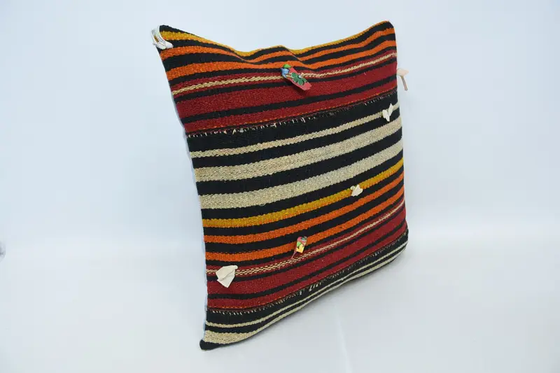 24x24 Orange Pillow, Accent Cushion Cover, Cushion Cover, Pillow for Sofa, Pattern Throw Cushion Cover, Vintage Kilim Pillow, Kilim Pillow Cover - 3