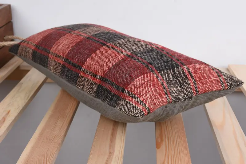 Gift Pillow, 8x16 Red Pillow Cover, Chair Pillow Cover, Handmade Kilim Cushion, Art Deco Pillow Case, Cushion, Boho Pillow Sham Cover - 6