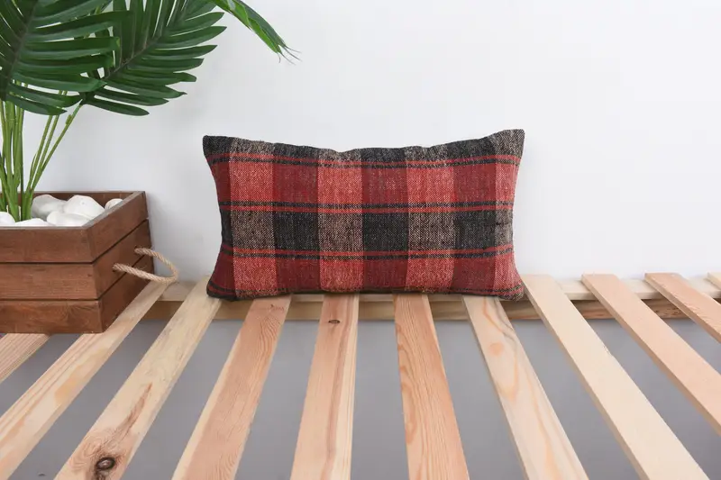 Gift Pillow, 8x16 Red Pillow Cover, Chair Pillow Cover, Handmade Kilim Cushion, Art Deco Pillow Case, Cushion, Boho Pillow Sham Cover - 1