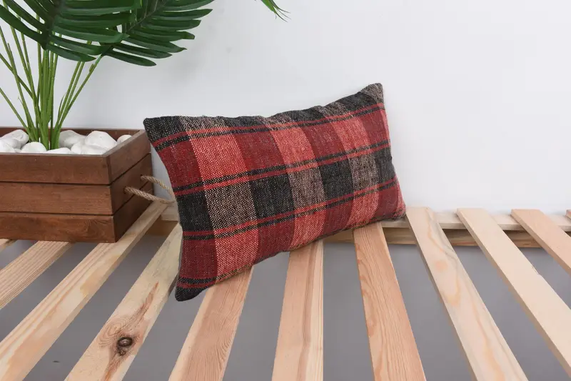 Gift Pillow, 8x16 Red Pillow Cover, Chair Pillow Cover, Handmade Kilim Cushion, Art Deco Pillow Case, Cushion, Boho Pillow Sham Cover - 4