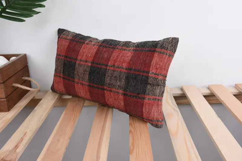 Gift Pillow, 8x16 Red Pillow Cover, Chair Pillow Cover, Handmade Kilim Cushion, Art Deco Pillow Case, Cushion, Boho Pillow Sham Cover - 5