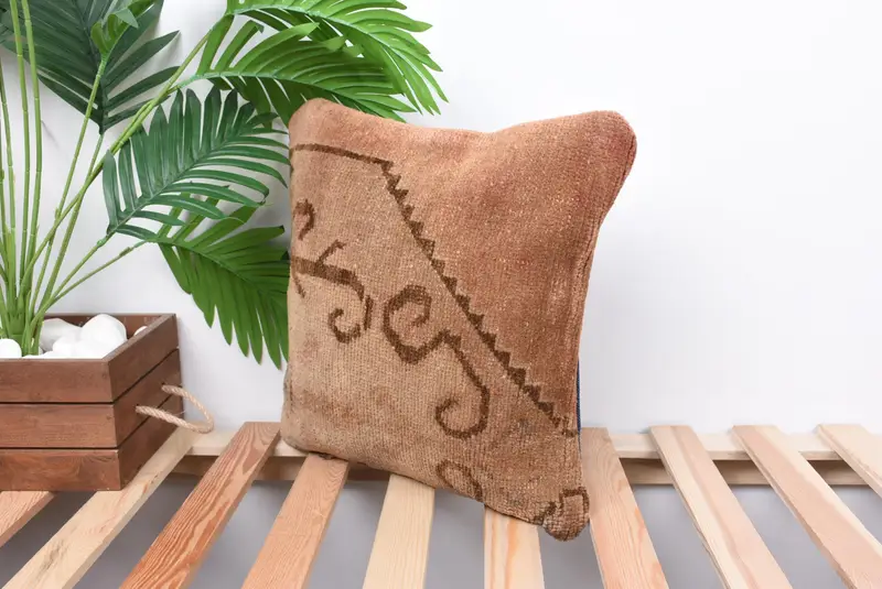14x14 Beige Pillow Case, Cushion Case, Interior Designer Pillow, Sustainable Cushion Case, Throw Kilim Pillow, Home Decor Pillow - 5