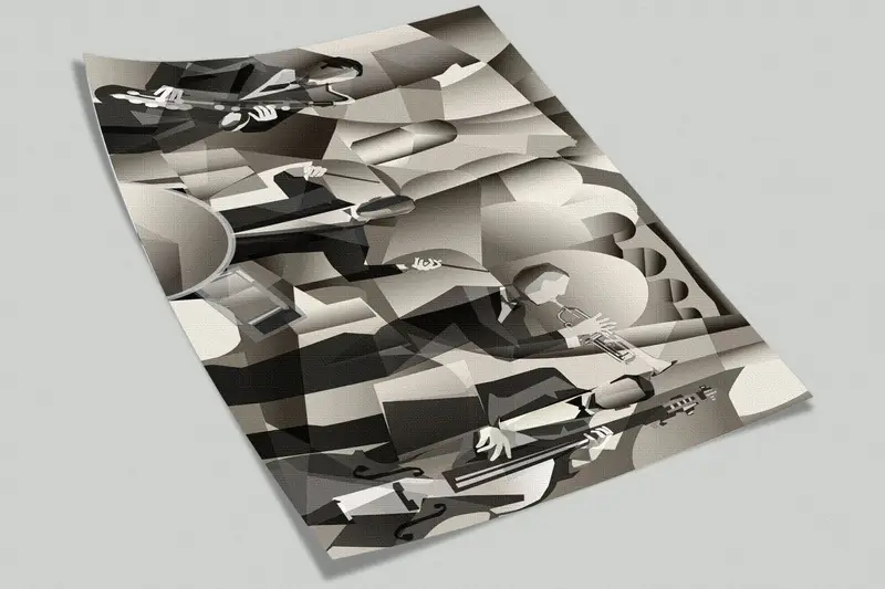 Paris Jazz Cafe, Paper Wall Art, Wall Paper Peel and Stick, Custom Wall Paper, Contemporary Mural, Jazz Wall Print, - 8