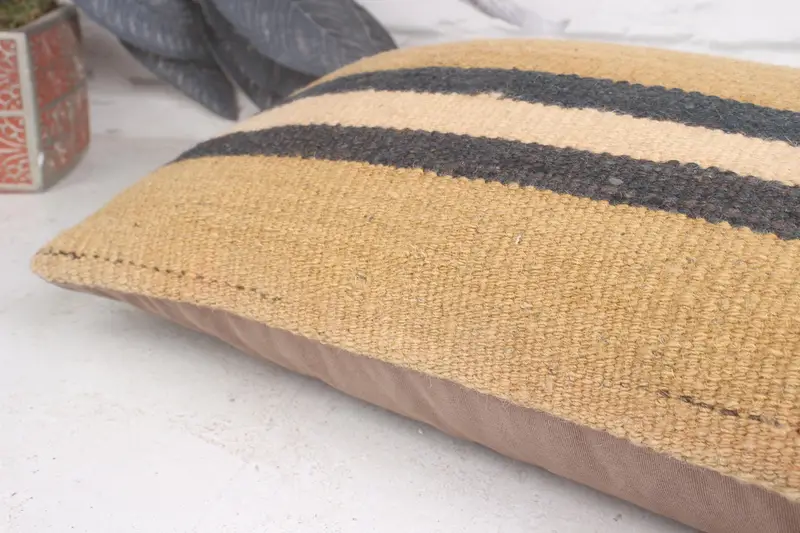12x20 Beige Cushion Case, Cushion, Home Decor Pillow, Neutral Cushion, Bolster Cushion Case, Retro Cushion, Handmade Kilim Cushion, Pillow for Couch - 7