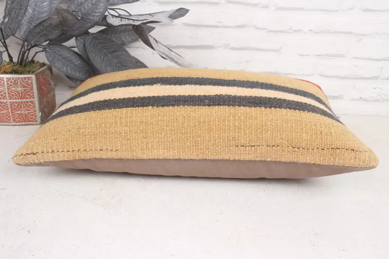 12x20 Beige Cushion Case, Cushion, Home Decor Pillow, Neutral Cushion, Bolster Cushion Case, Retro Cushion, Handmade Kilim Cushion, Pillow for Couch - 5