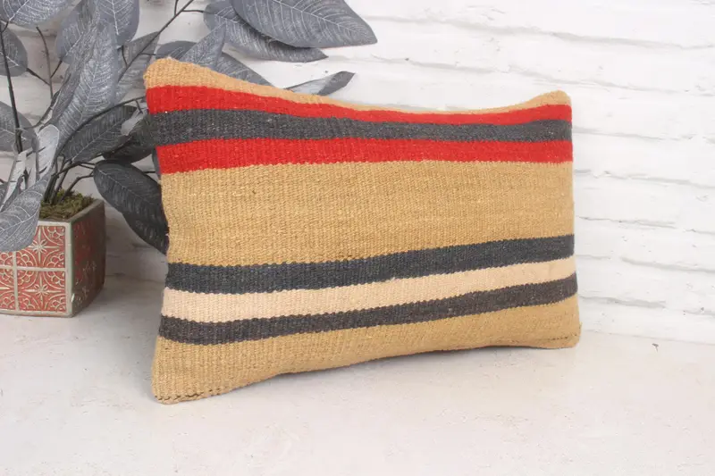 12x20 Beige Cushion Case, Cushion, Home Decor Pillow, Neutral Cushion, Bolster Cushion Case, Retro Cushion, Handmade Kilim Cushion, Pillow for Couch - 3