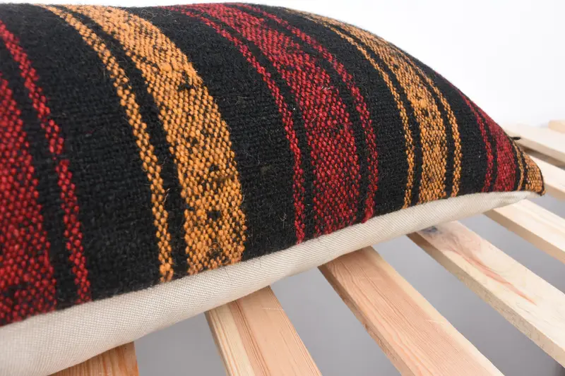 Ethnic Cushion Cover, Vintage Kilim Throw Pillow, Pillow Sham, Accent Throw Cushion, 12x36 Red Pillow Case, Boho Pillow Sham Cover, Turkish Pillow - 7